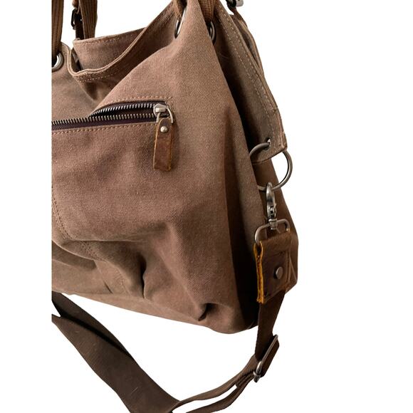 Wonder Youth Oversized brown Canvas Women’s Shoulder Bag - Picture 12 of 15